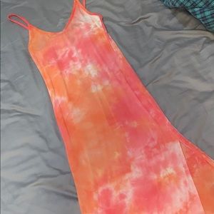Orange tie dye tight dress